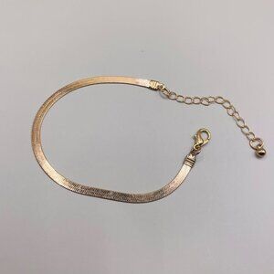 Vintage Gold Tone Herringbone Chain Statement Bracelet